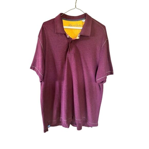 Robert Graham Polo Shirt Size XL Burgundy Cotton Modal Blend - Picture 1 of 5
